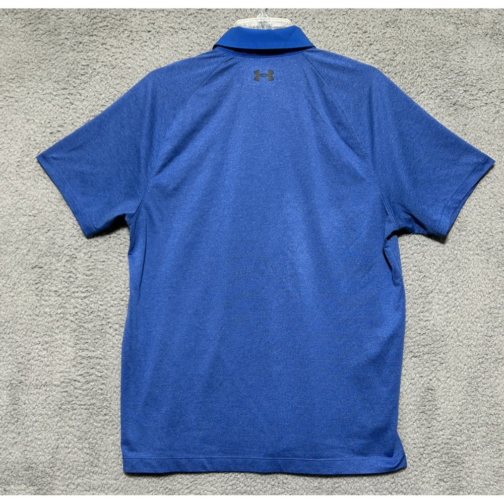Under Armour HeatGear Blue‎ Heather Tech Golf Polo Shirt Mens Medium UA - Picture 10 of 11